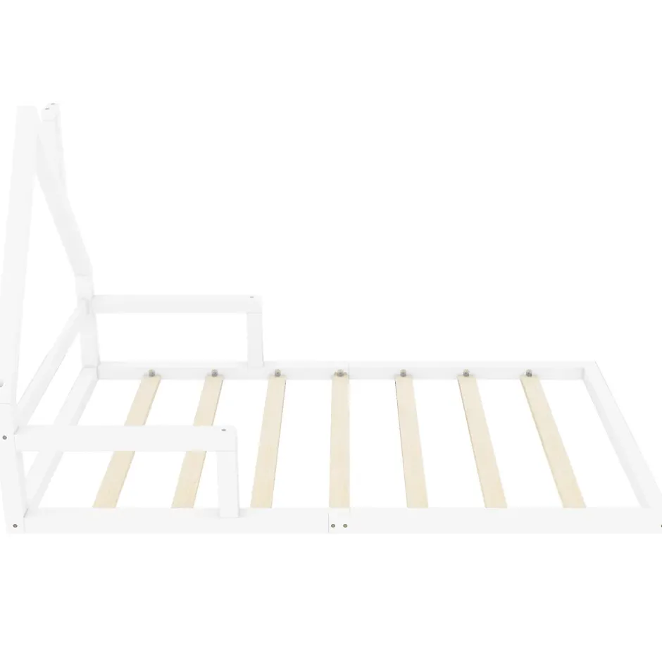 Okwish Lit enfant 90x200 cm - Lit Simple en Pin Massif et MDF, Structure Solide avec 7 Lattes, Sans Matelas, Blanche Outlet