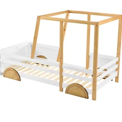 Enfant Okwish Lit enfant 90x200 cm - Lit Voiture Thématique avec Roulettes Pour enfant - Blanc