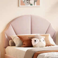 Enfant Fortuna lai Lit Enfant 90x200 Cm Avec Tête De Lit Réglable Et Sommier à Lattes, Lit Simple Rembourré,rose