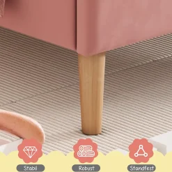 Okwish Lit enfant 90x200 cm, Lit Capitonné avec Tête de Lit Arc-en-Ciel Réglable, Revêtement en Velours Doux - Rose, Sans Matelas Sale