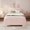 ProximaX Lit enfant 90x200 cm rembourré laine rose avec tête cartoon lapin et 2 tiroirs de rangement, Pratique et ludique