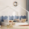 ProximaX Lit enfant 140x200 cm sans matelas, cadre en métal avec tête de lit en forme de maison, confortable, blanc