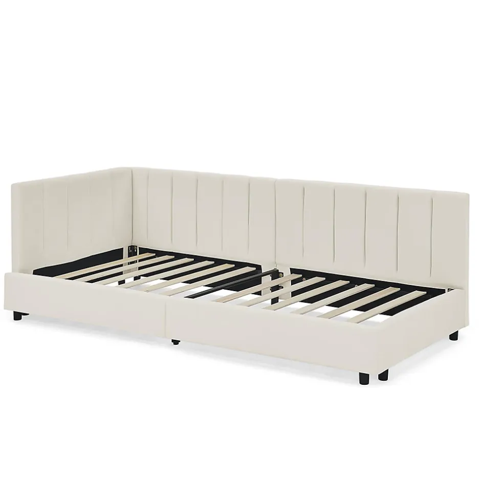 Blackcolors Lit enfant 90x200 cm, velours, dossier haut - beige Clearance