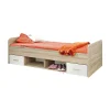 Meublorama Lit enfant 90x200 collection DENVER. coloris chene et blanc. Tiroirs inclus Discount