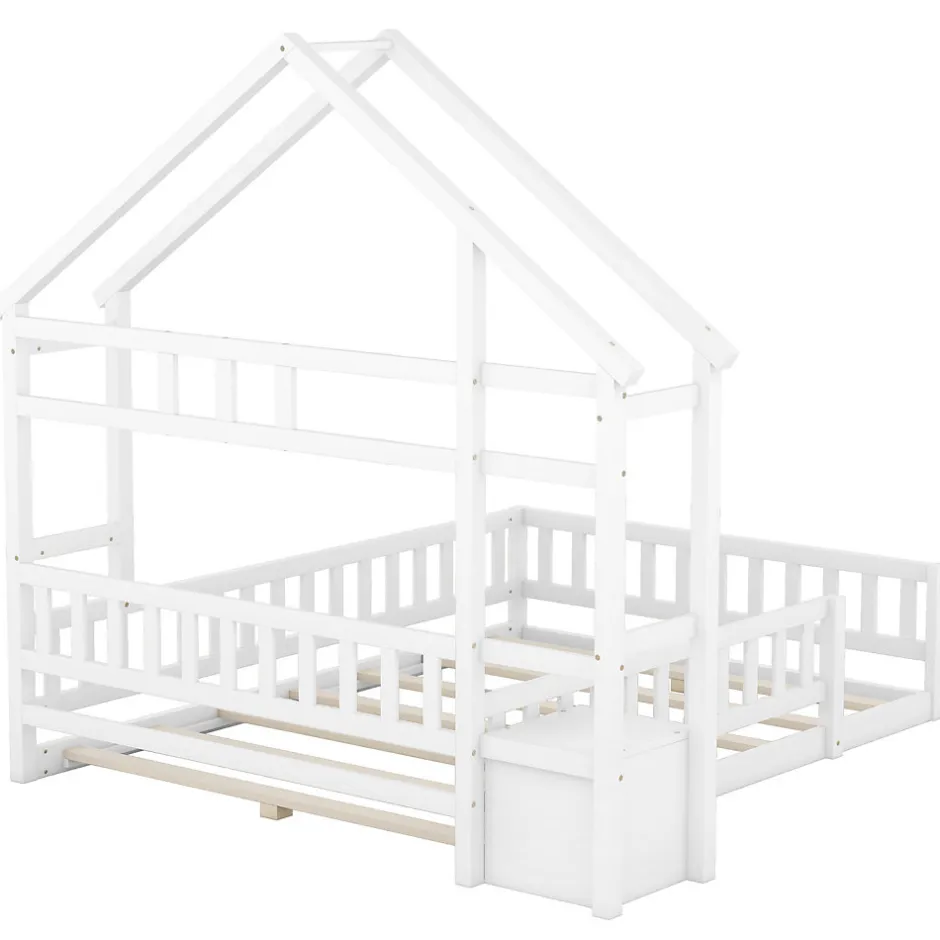 Generique Lit enfant 140x200cm avec garde-corps, Blanc
