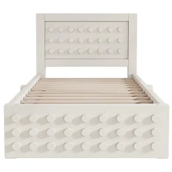 Blackcolors Lit enfant 90x190cm bois massif, rangement tiroirs, blanc, design blocs, sans matelas Hot