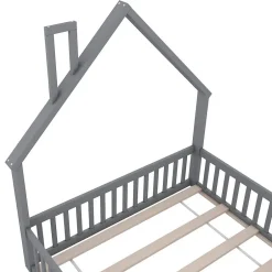 Blackcolors Lit Enfant 140X200Cm Cheminée Pin Gris New