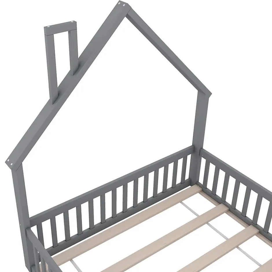 Blackcolors Lit Enfant 140X200Cm Cheminée Pin Gris New