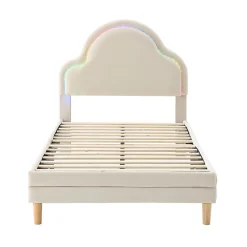 Blackcolors Lit Enfant 90x200cm LED Multicolore Velours Beige