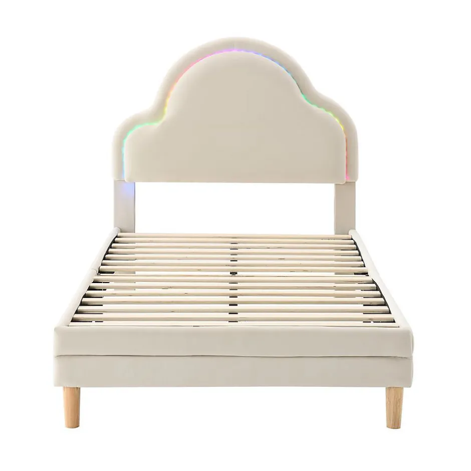 Blackcolors Lit Enfant 90x200cm LED Multicolore Velours Beige