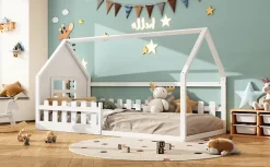 Fortuna lai Lit Enfant 90x200cm, Maison avec Rampe, Blanc Online