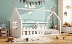 Fortuna lai Lit Enfant 90x200cm, Maison avec Rampe, Blanc Online