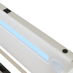 Generique Lit enfant, 90x200cm, PU, LED, USB, Bluetooth, coffre, sommier, beige