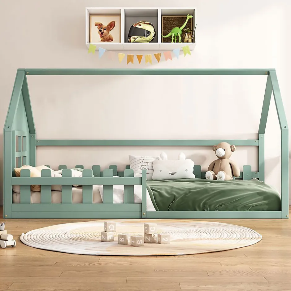 Blackcolors Lit Enfant 90x200cm Rebord Maison Vert Sale