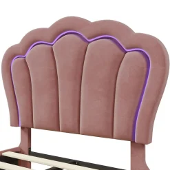 Blackcolors Lit Enfant 90x190cm Tiroirs APP-Control LED Velours Rose Clearance