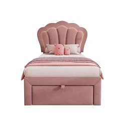 Blackcolors Lit Enfant 90x190cm Tiroirs APP-Control LED Velours Rose Clearance