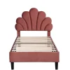 Blackcolors Lit Enfant 90x200cm Tête Fleurs Velours Rouge Haricot