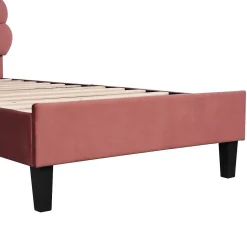 Blackcolors Lit Enfant 90x200cm Tête Fleurs Velours Rouge Haricot
