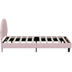 ProximaX Lit enfant/Lit capitonné 90 x 190 cm avec sommier à lattes, tête de lit et dossier réglables, velours, sans matelas, Rose Online