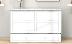 Enfant Fortuna lai Lit Escamotable 140x200cm, Avec Tiroirs, Petit Étagère, Transformable, Blanc