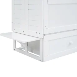 Enfant Fortuna lai Lit Escamotable 140x200cm, Avec Tiroirs, Petit Étagère, Transformable, Blanc