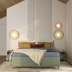 Meublorama Lit et sommier NOKI 160x200 cm vert et bois Style scandinave Clearance