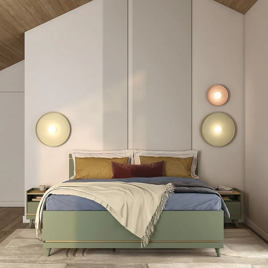 Meublorama Lit et sommier NOKI 160x200 cm vert et bois Style scandinave Clearance