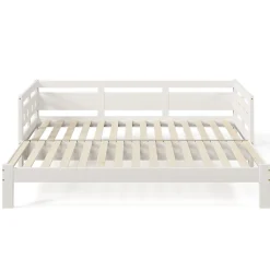 Gutent Lit extensible 90x190cm, lit de jour avec 2 places de couchage et cadre roulant, lit en forme de coeur, pin massif, blanc