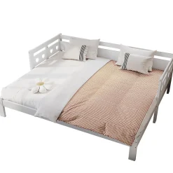 Gutent Lit extensible 90x190cm, lit de jour avec 2 places de couchage et cadre roulant, lit en forme de coeur, pin massif, blanc