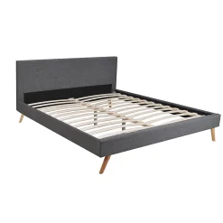 Weber Industries Lit FJORD 180x200 + 1 sommier / tissu Gris Foncé Hot