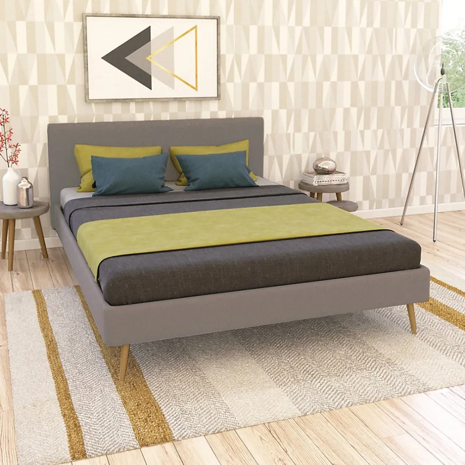Weber Industries Lit FJORD 140x190 tissu + 1 sommier + 1 matelas CARLTON / Gris Clair
