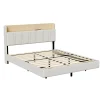 Fortuna lai Lit Flottant 140x190 Cm Avec Éclairage LED Et Chargement USB, Rangement Caché, Blanc