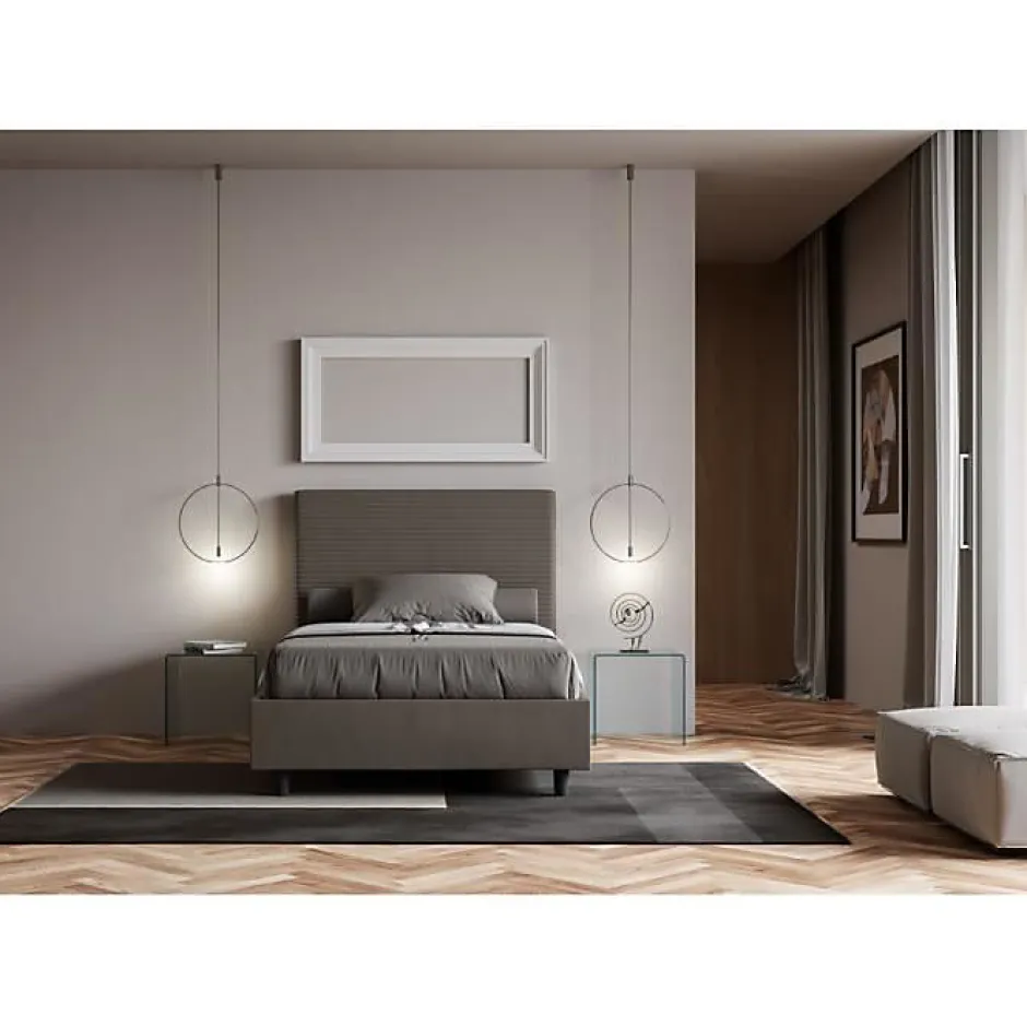 Ityhome Lit Focus avec sommier rembourré 120x210 simili cuir cappuccino