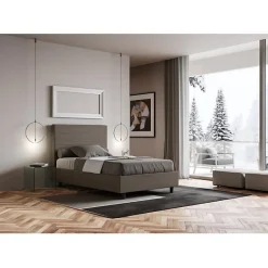 Ityhome Lit Focus avec sommier rembourré 120x210 simili cuir cappuccino