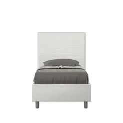 Ityhome Lit Focus en simili cuir blanc sans sommier rembourré 80x210