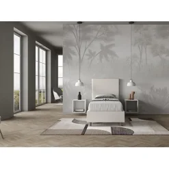 Ityhome Lit Focus en simili cuir blanc sans sommier rembourré 80x210