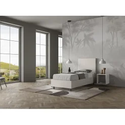 Ityhome Lit Focus en simili cuir blanc sans sommier rembourré 80x210