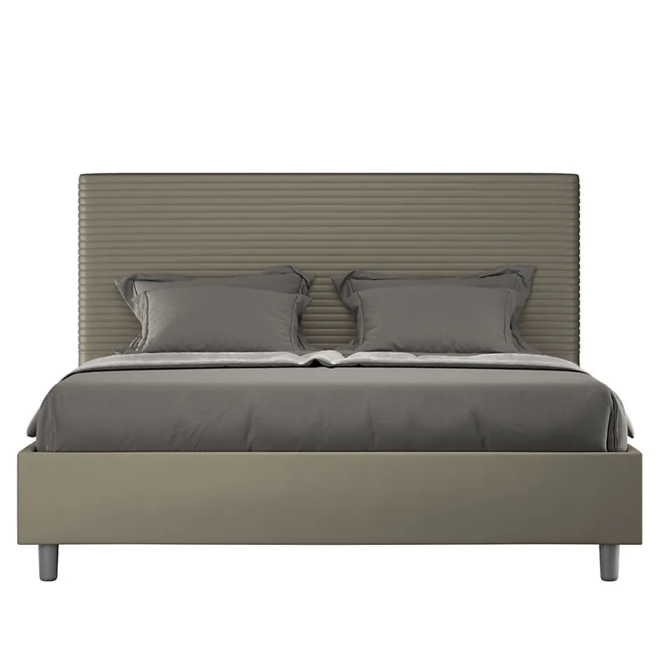 Ityhome Lit Focus sans sommier rembourré 160x190 simili cuir cappuccino