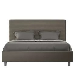 Ityhome Lit Focus sans sommier rembourré 160x190 simili cuir cappuccino