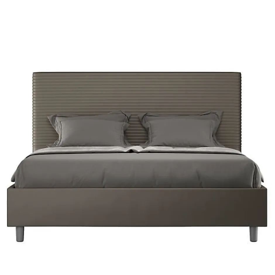 Ityhome Lit Focus sans sommier rembourré 160x190 simili cuir cappuccino