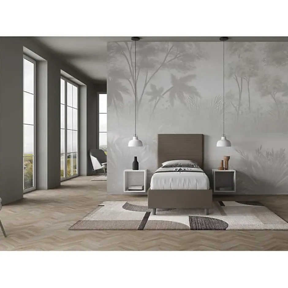 Ityhome Lit Focus sans sommier rembourré 80x190 simili cuir cappuccino Sale