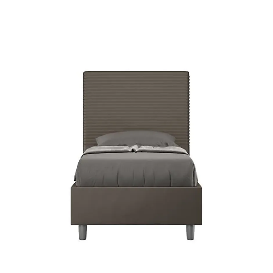 Ityhome Lit Focus sans sommier rembourré 80x190 simili cuir cappuccino Sale