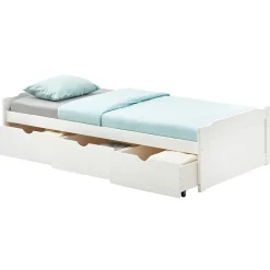 Idimex Lit fonctionnel MIA 90 x 190 cm, en pin massif lasuré blanc