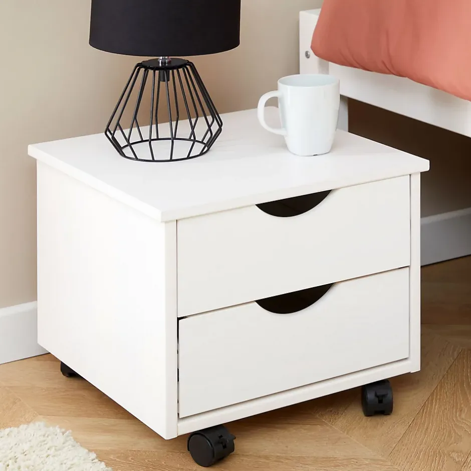 Idimex Lit fonctionnel SABRINA 90x190 cm, en pin massif lasuré blanc Discount