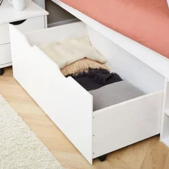 Idimex Lit fonctionnel SABRINA 90x190 cm, en pin massif lasuré blanc Discount