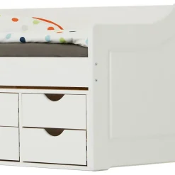 Idimex Lit fonctionnel SENTA en pin massif, 90 x 200 cm, lasuré blanc Clearance