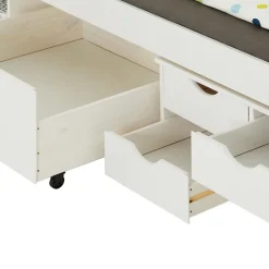 Idimex Lit fonctionnel SENTA en pin massif, 90 x 200 cm, lasuré blanc Clearance