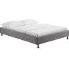Idimex Lit futon double NIZZA, 140 x 190 cm, avec sommier, revêtement en tissu gris