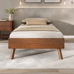 Idimex Lit futon KARRI 100 x 200 cm, en bois massif - Coloris châtaignier