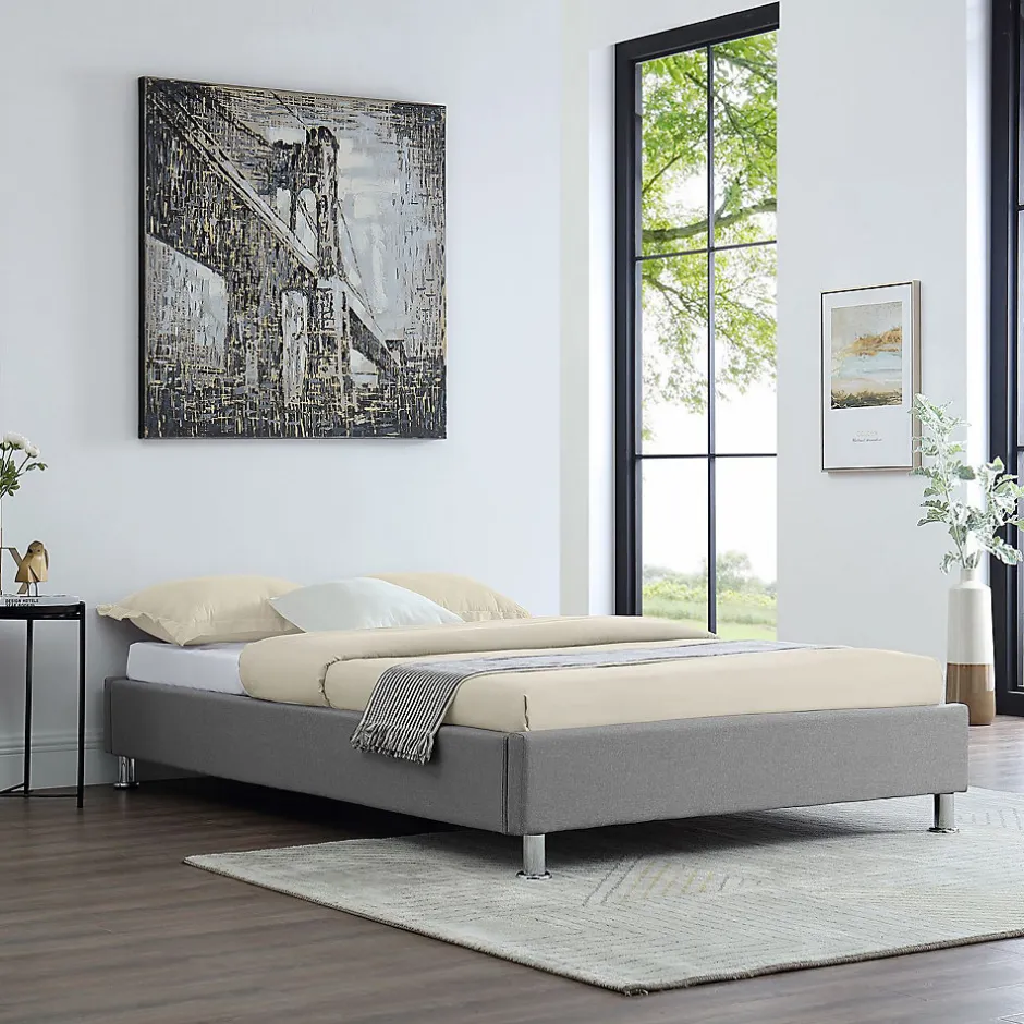 Idimex Lit futon simple NIZZA, 120 x 190 cm, avec sommier, revêtement en tissu gris Online